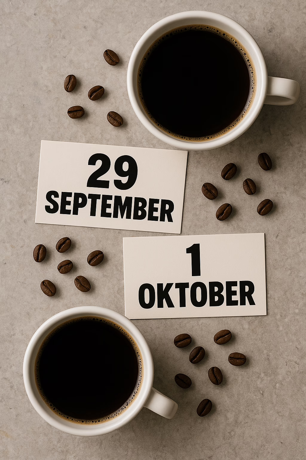 Bryggkaffe med kaffebönor och kaffets dag 29 september och internationella kaffedagen 1 oktober