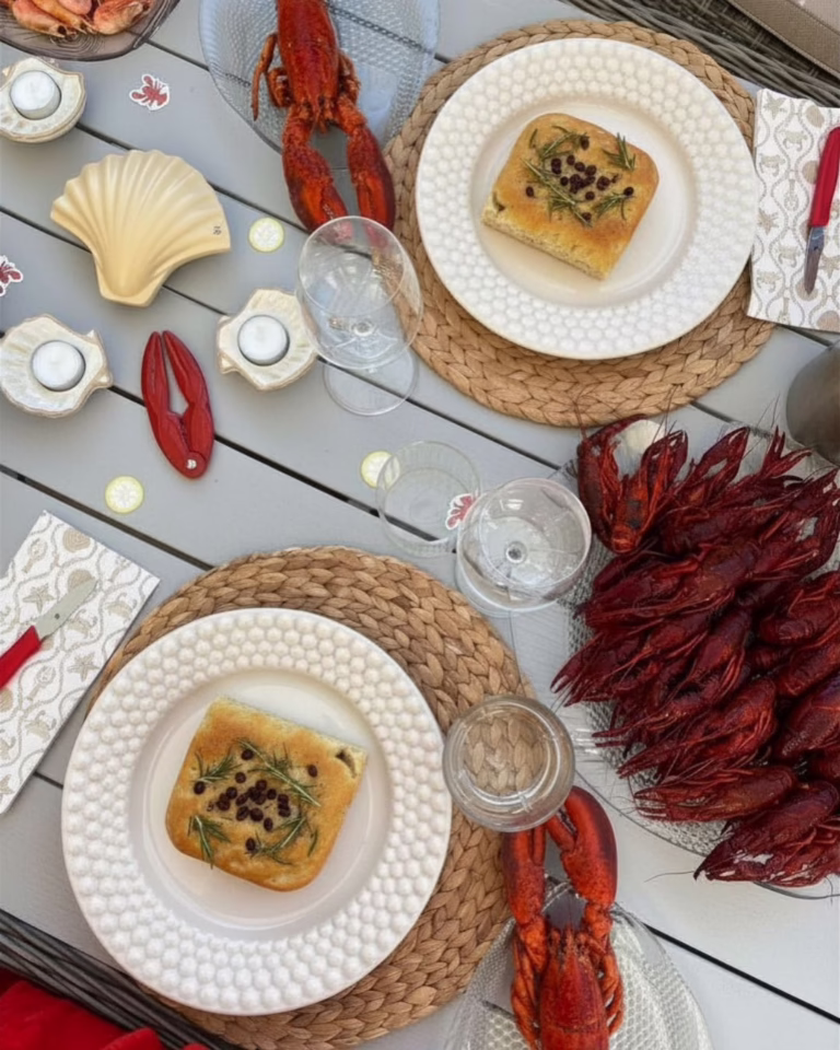 kräftskiva med focacciabröd