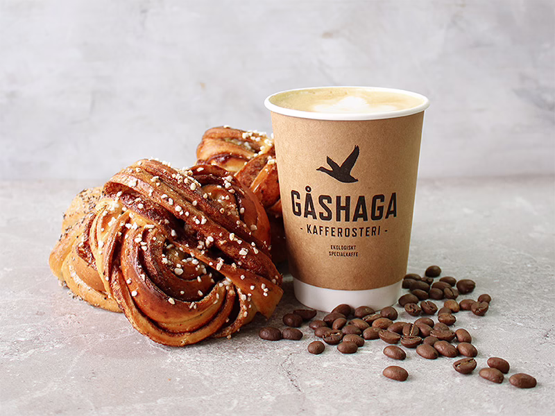 Gåshaga to go take away kaffe med bulle