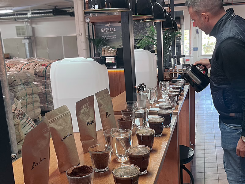 Kaffeprovning på Gåshaga Kafferosteri